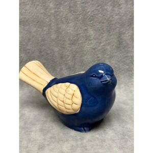 Vintage Bright Blue Ceramic Bird Figurine Handpainted‎ 4.5"